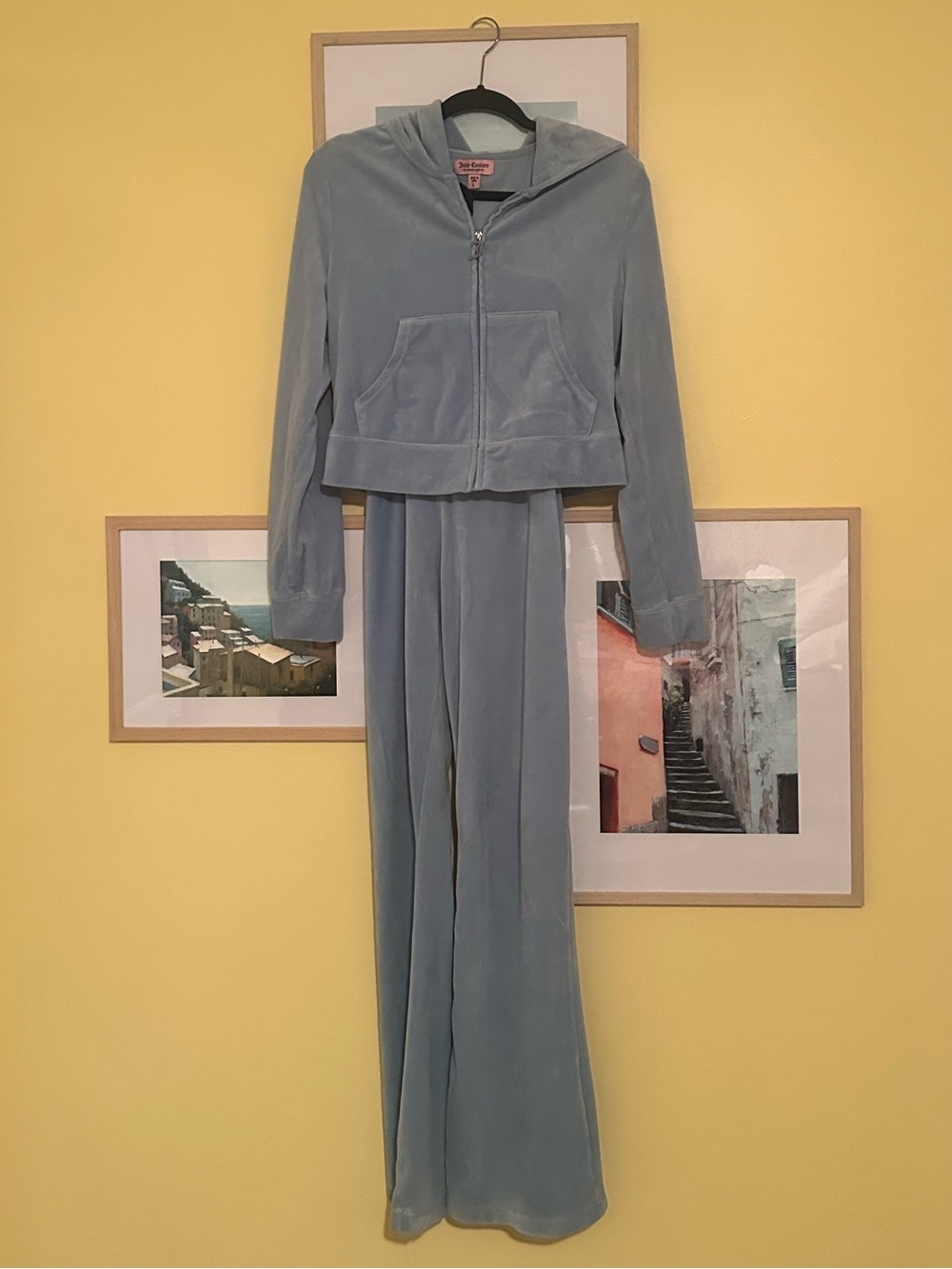 Juicy Couture Light Blue Velour Zip Hoodie & Flared Track Pants